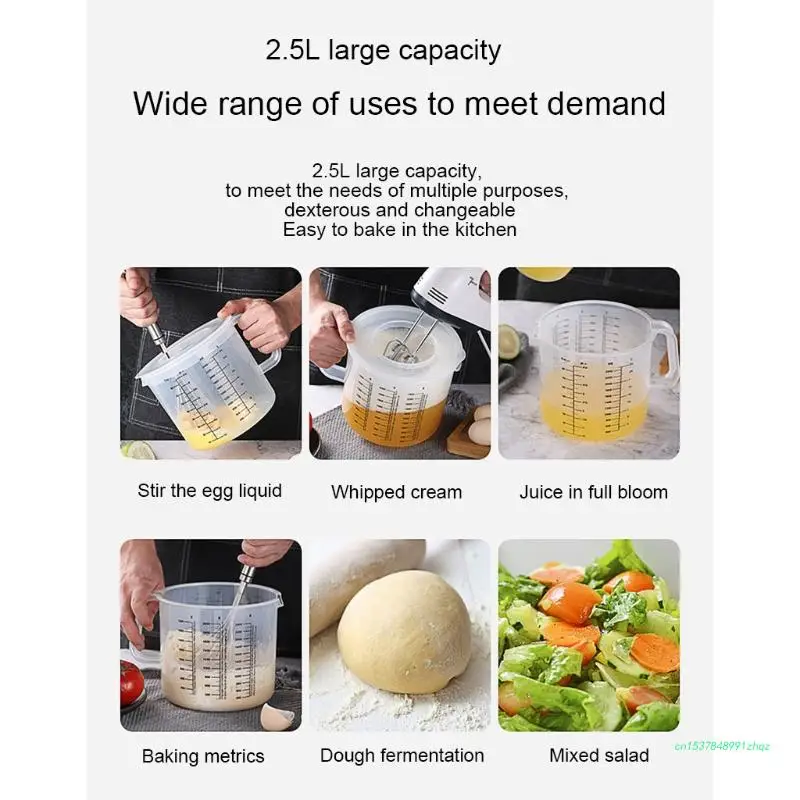 

2.5L Baking Measuring Cup Scale Mixing Bowl with Lid Transparent Plastic Mixing Cup