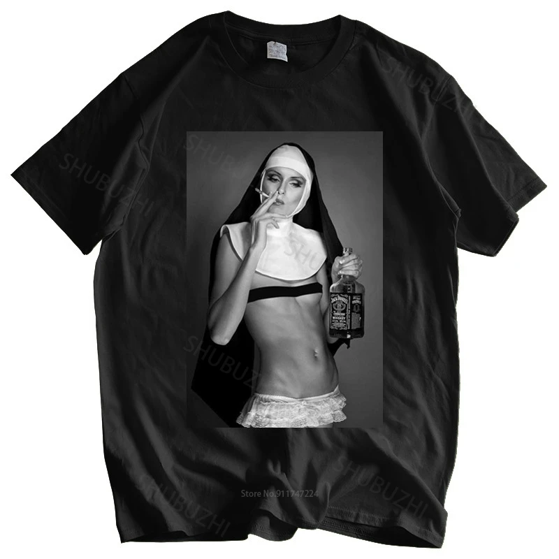 

Футболка унисекс, свободные Стильные топы, футболка, мужские летние топы, футболки, монахиня, курительная и питьевая футболка, забавная крутая дизайнерская летняя