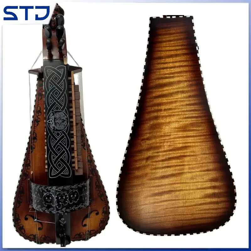 Резной свиток ручной работы из цельного клена 6 струн 24 клавиши Hurdy Gurdy
