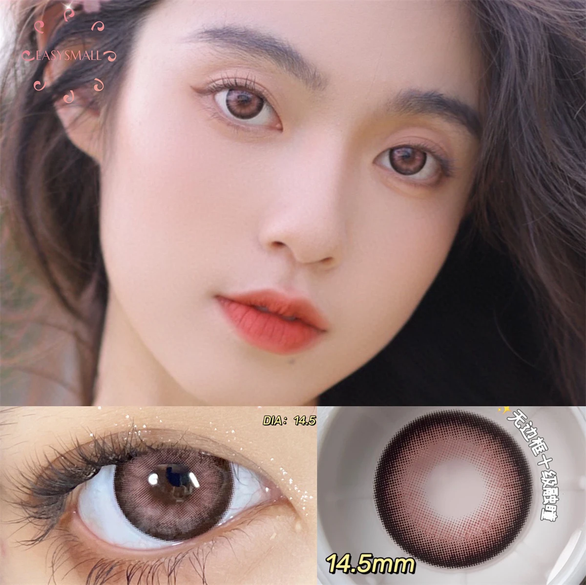 

Easysmall Thai pink crazy Colored Big beauty Pupil Contact Lenses for Eyes Degree yearly 2pcs/pair Prescription myopia