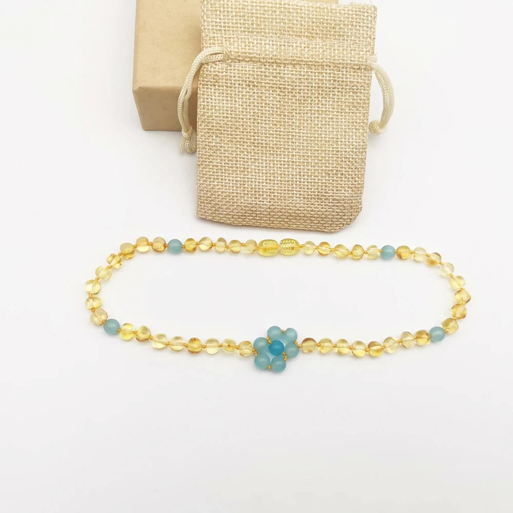 

HAOHUPO натуральные подлинные ювелирные изделия ручной работы из Балтийского янтаря ожерелье с оригинальным янтарем и голубым опалом ожерель...