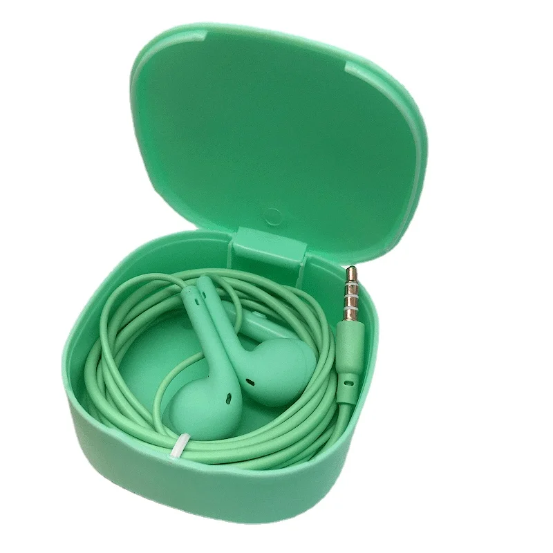 

Small and exquisite earphone storage box convenient to carry with solid color simple storage box