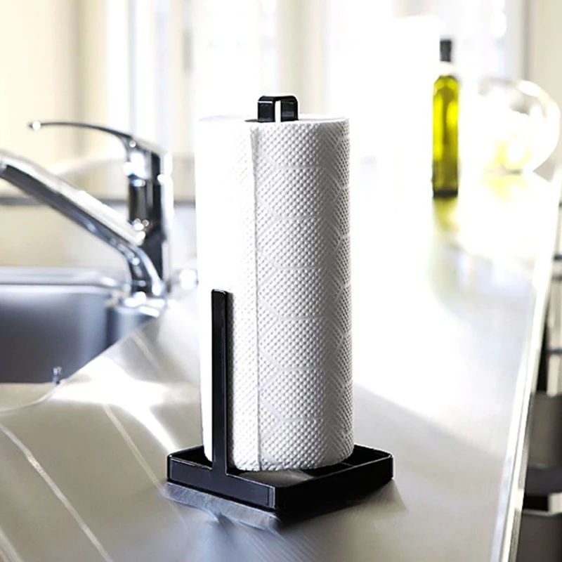 

Metal Kitchen Roll Paper Towel Holder Bathroom Tissue Stand Vertical Napkin Rack Desktop Home Storage Accessories