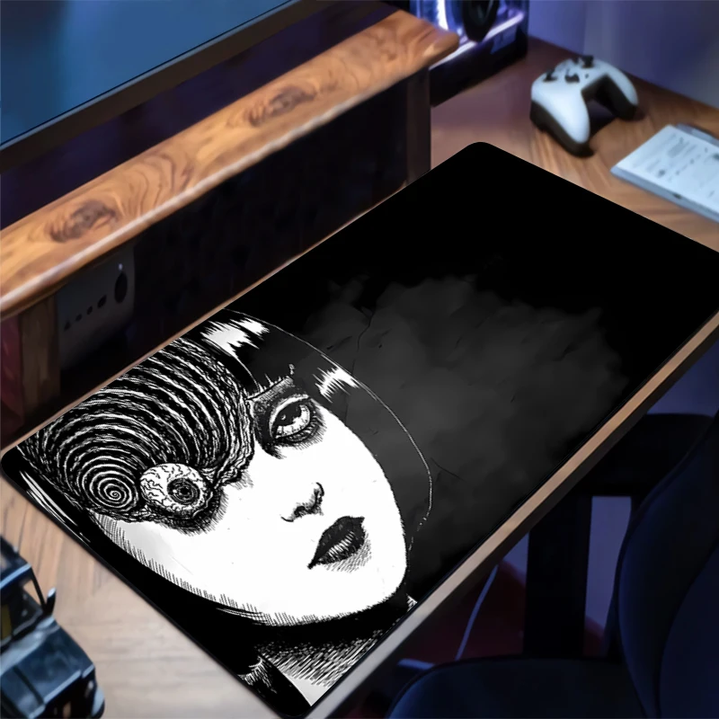 Фото Коврик для мыши J-junji Ito, коврик для компьютерной игры, игровые аксессуары, большой нескользящий настольный коврик с принтом, коврик для клавиатуры, коврик для ПК, коврик для мыши №4