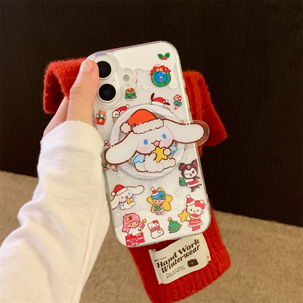 Магнитный чехол для телефона Sanrio с Рождеством iPhone 16 15 14 13 12 Pro Max акриловый