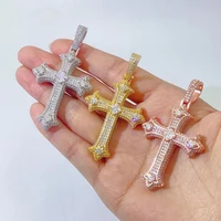 Hiphop Iced Moissanite Cross Pendant Women Men 925 Sterling Silver D Color VVS1 Moissanite Diamond Pendant 16K Gold Finish Gift