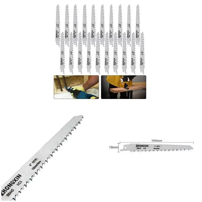 

20Pcs HCS Carbon Saber Saw Blades 150 x 19 x 0.9 mm for Wood PVC YN17