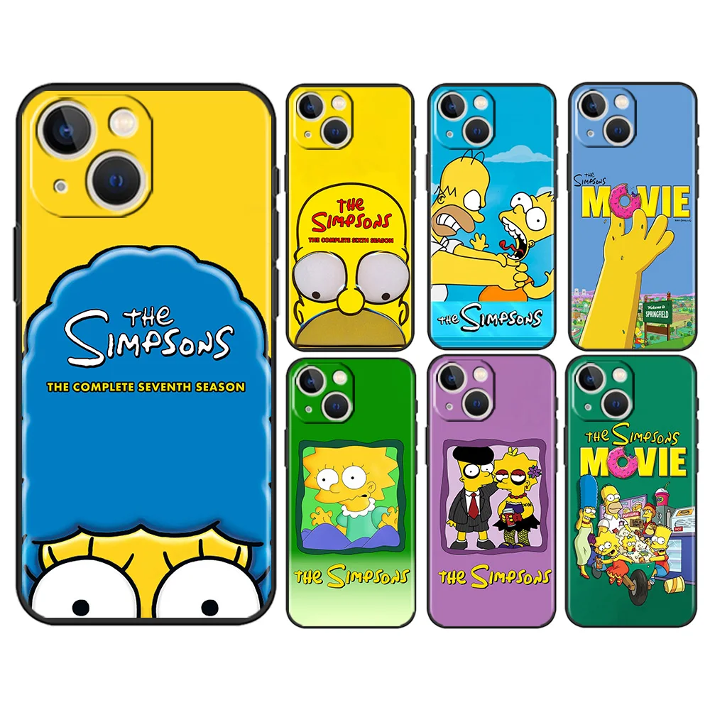 

Bart Cartoon Simpsons For iPhone 14 13 12 11 Pro Max Mini XS Max X XR 7 8 Plus 6 Plus Silicone Black Shell Phone Case