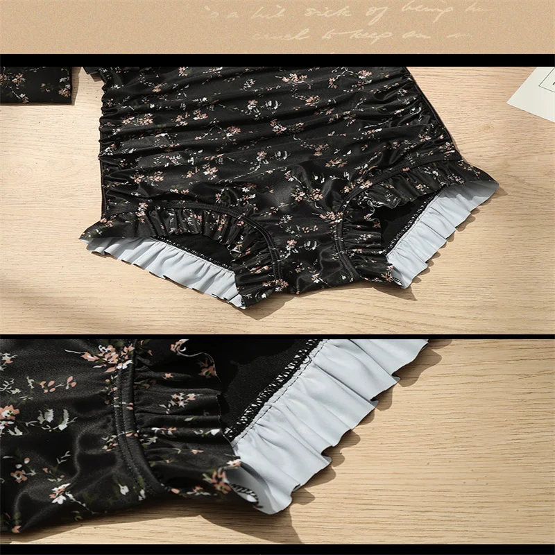 2024 новый сексуальный цельный купальник с высокой талией длинным рукавом принтом