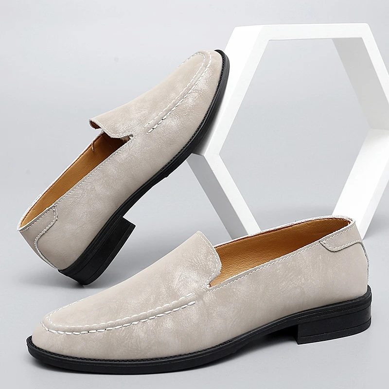 

Мужские кожаные туфли в британском стиле, летняя дышащая обувь для вождения, на мягкой подошве, Маленькая кожаная обувь, одноступенчатая обувь