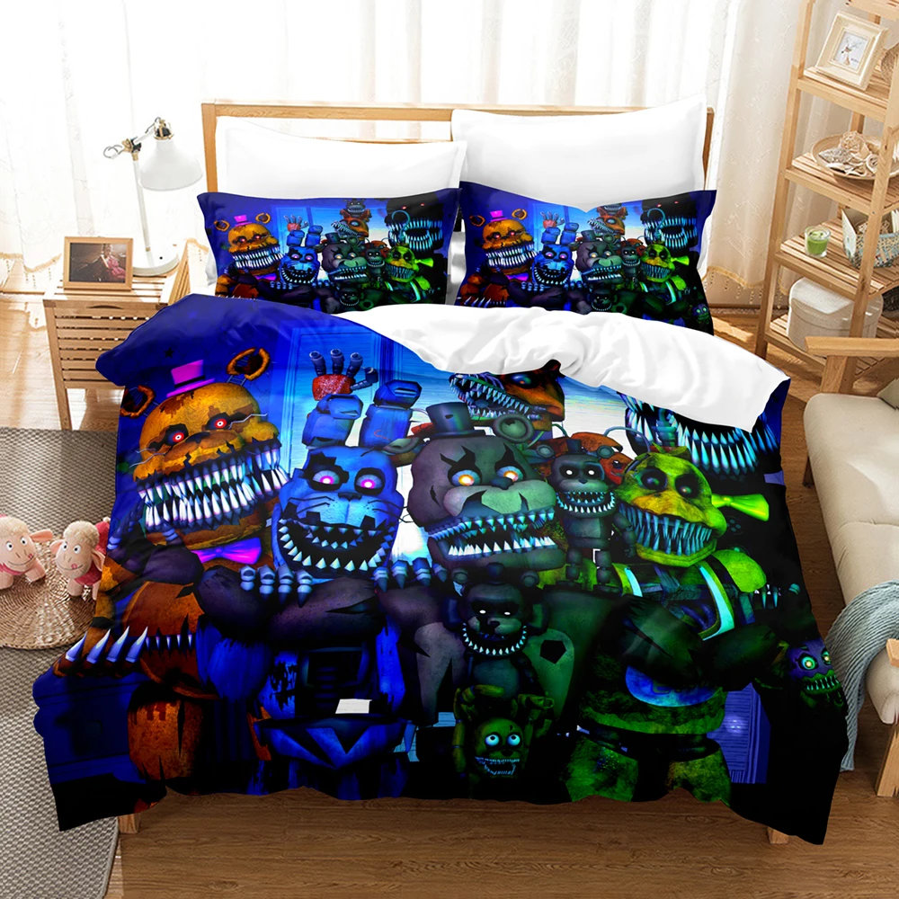 

Комплект постельного белья Five Nights At FNAF, Комплект постельного белья для односпальной и двухспальной кровати большого размера FNAF, Комплект по...