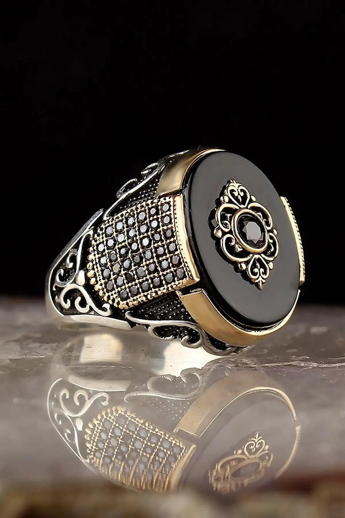 

Silver Ring For Men 925 Sterling Silver Ring with Onyx Stone Stylish and Unique Gift Real Sterling Fashion Rings