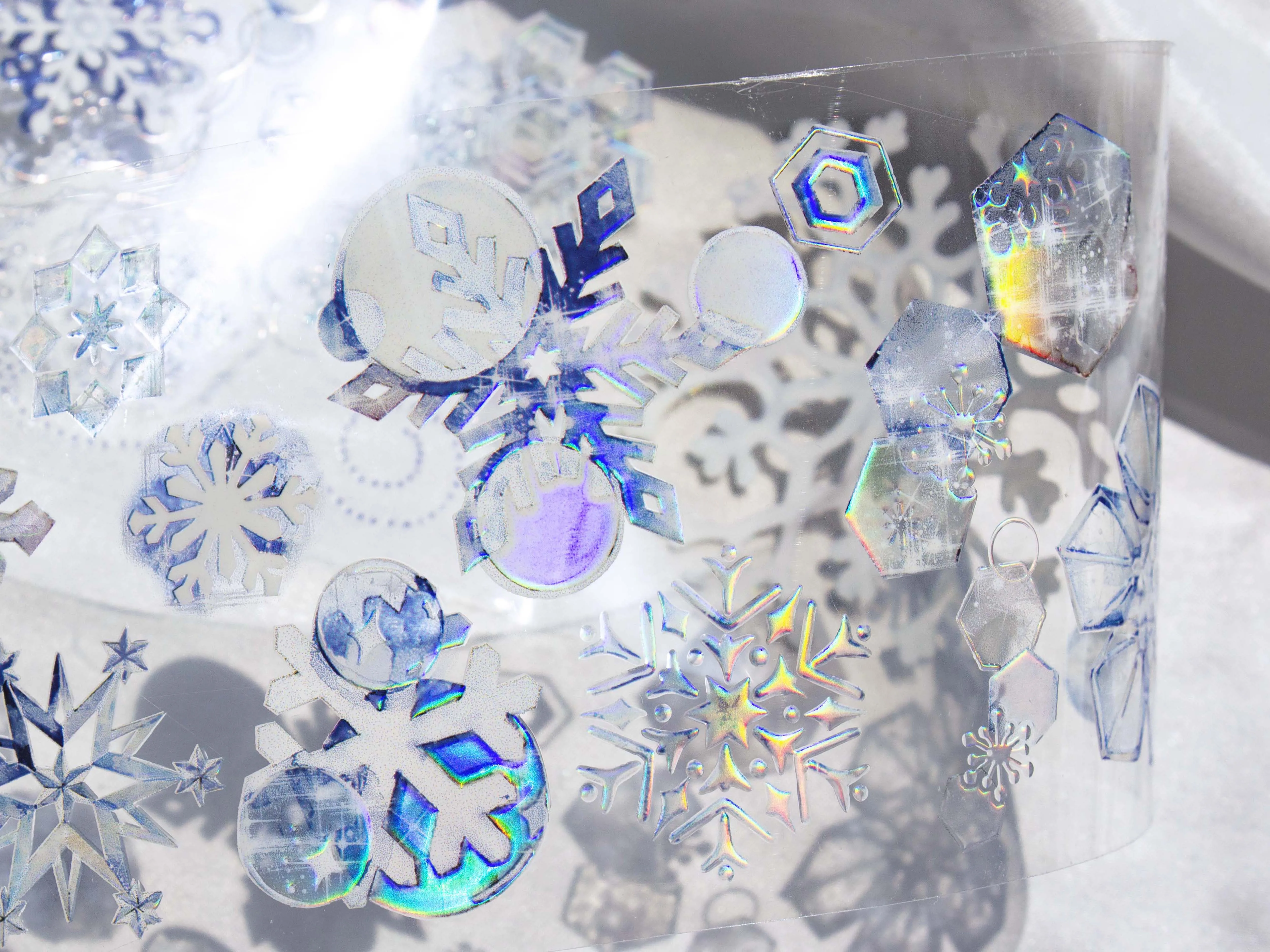 

1 Loop Snowing Winter Blue White Snowflake Shiny PET Tape