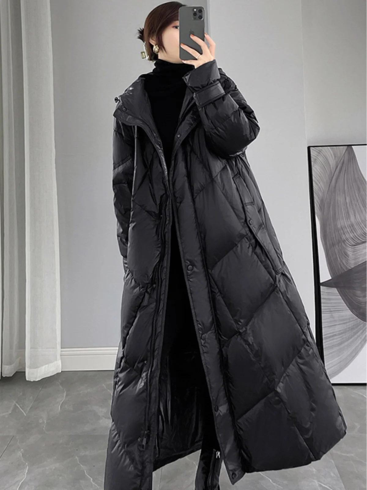 Новинка 2024 зимняя удлиненная пуховая куртка одежда с хлопковой подкладкой