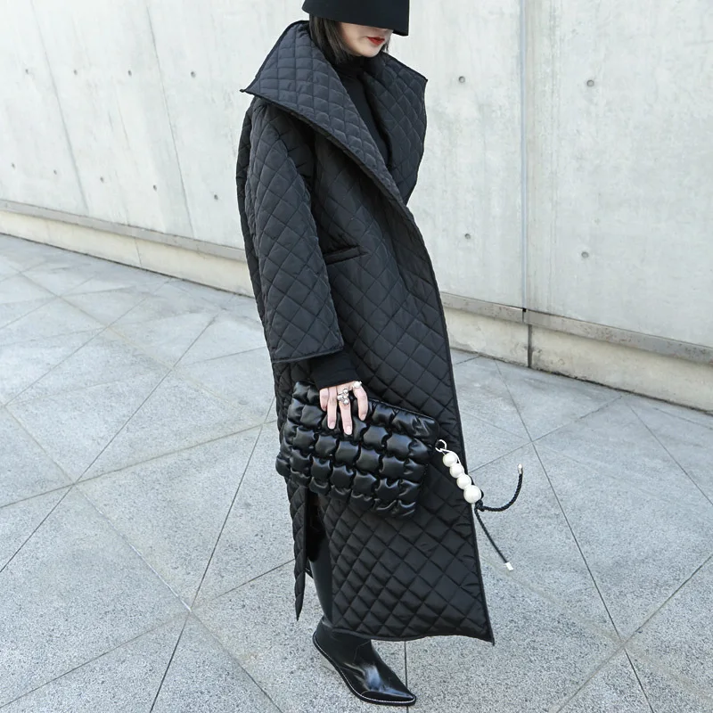 2021 Oversize X-Long Cotton-padded Coat Long Sleeve Loose Fit Women Parka Fashion Tide New Spring Autumn Winter Warm Parkas