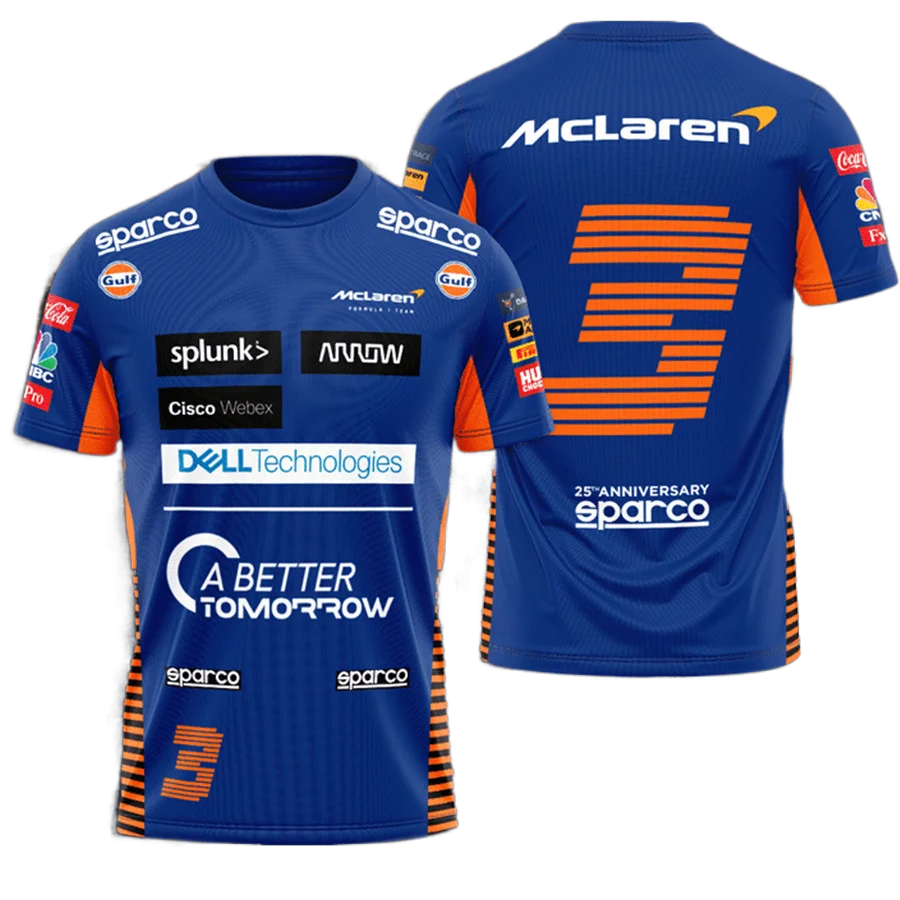 

2022 summer new mclaren f1 men's shirt formula a team running short sleeve around neck t-shirt fashion outdoor sports top 100-