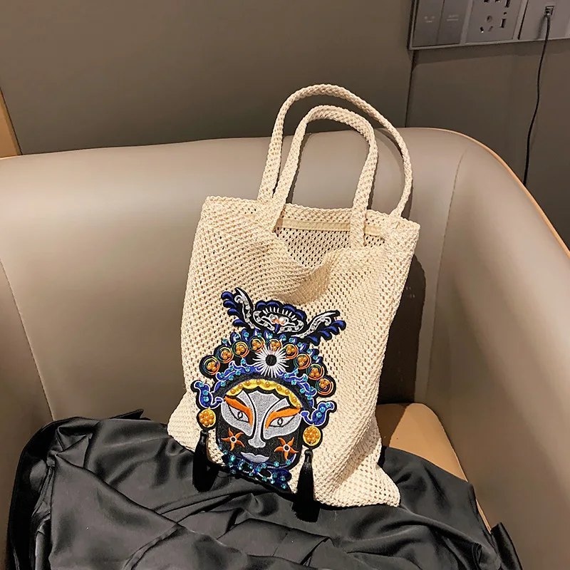 

Women's Tote Bag Female Shoulder Bag Large Capacity Designer Handbags Cotton Knitting Shopping Pack Holiday Shopper Bucket Bags