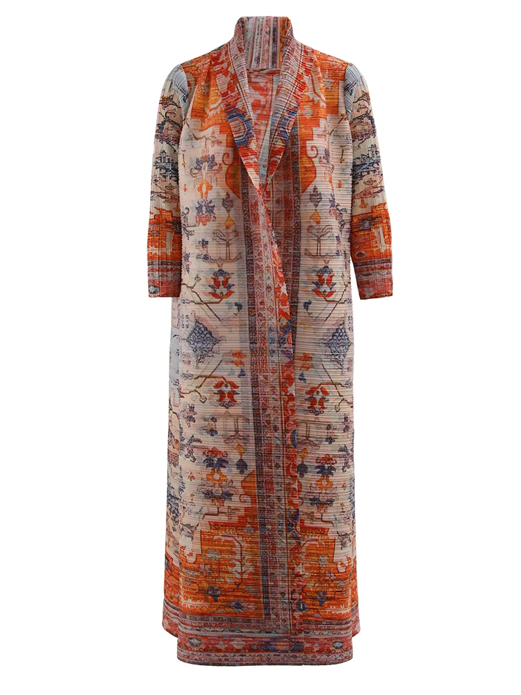 Женская плиссированная длинная ветровка с воротником-шарфом