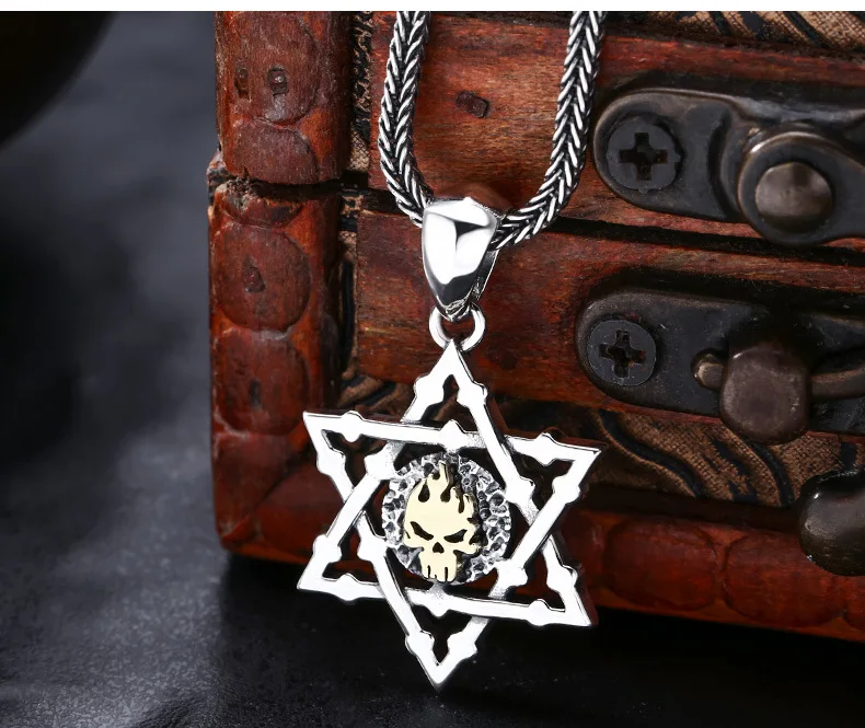 Кулон из серебра 925 пробы мужской кулон с шестиугольной звездой модный винтажный