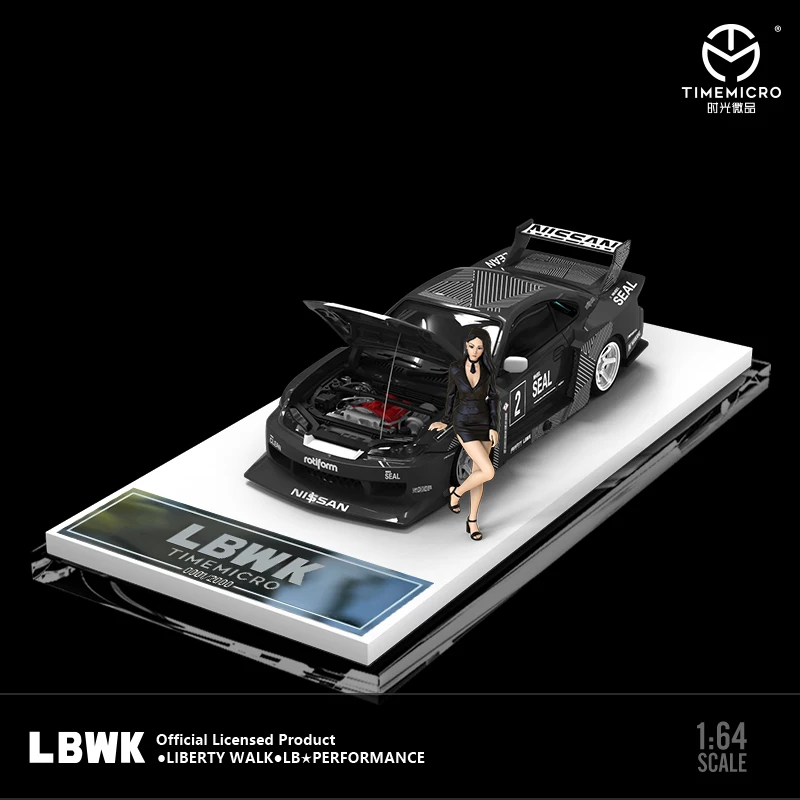 InStock TM версия с открытой крышкой 1:64 Nissan S15 LBWK модифицированная черная латте краска