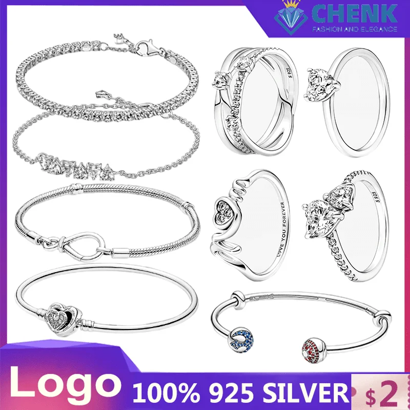 

2022 Marke Neue S925 Sterling Silber Mutter Der Tag Sammlung Ring Armband FüR Original Pandora Mutter Tag Geschenk