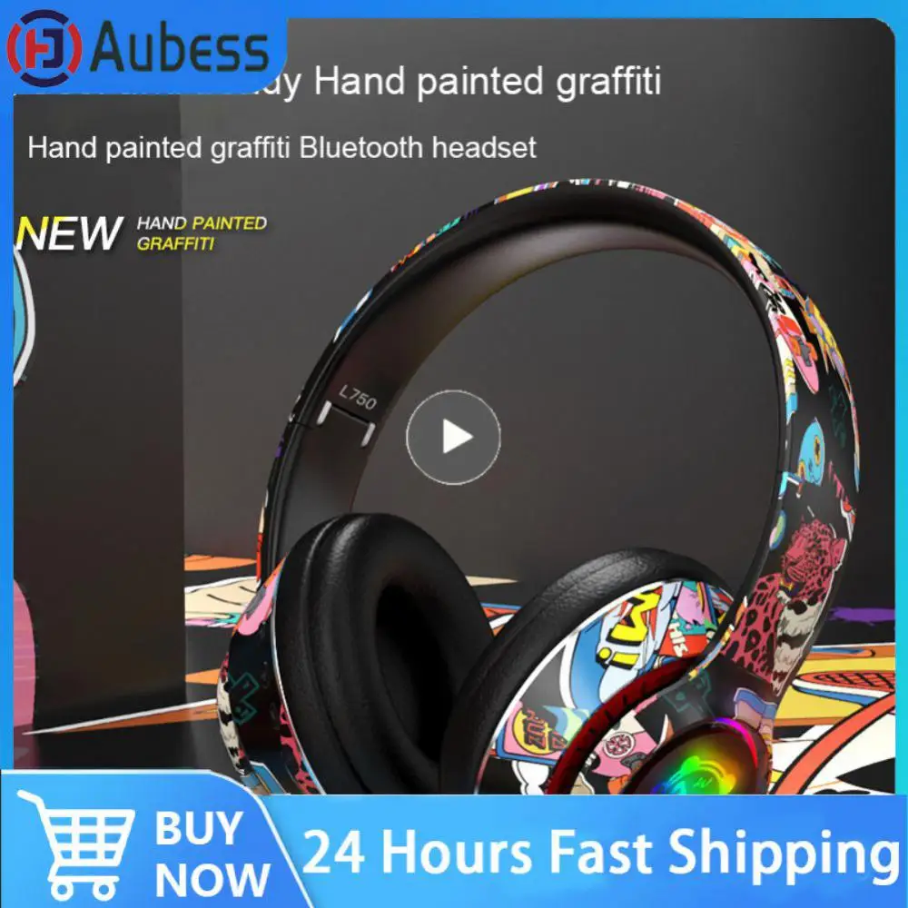 

Music Earphone Foldable 400 Mah bluetooth-compatible Headset Wireless Fashion Hand-painted Headphones Tws Earbuds