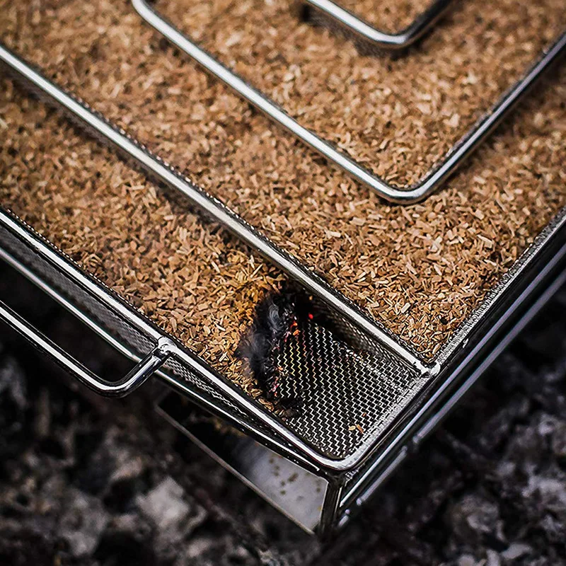 Бокс для копчения на гриле из нержавеющей стали с генератором холодного дыма и сеткой для копчения на открытом воздухе - Барбекю.