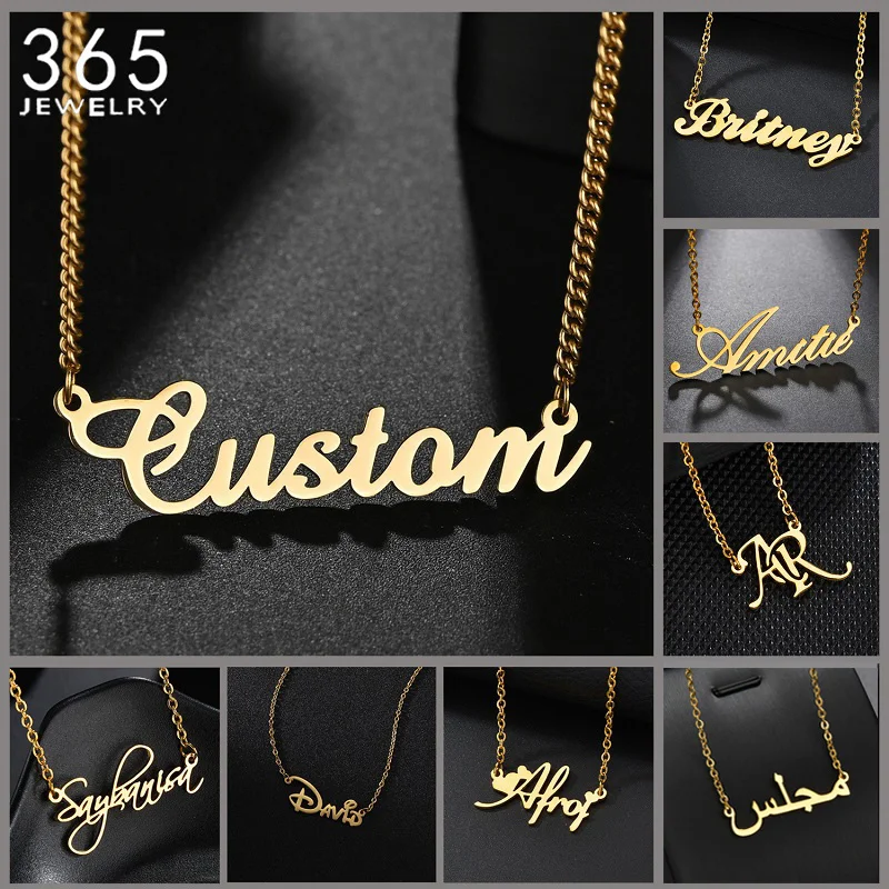 

Custom Stainless Steel Name Necklaces Personalized Letter Pendant Heart Butterfly Customized Jewelry For Women Choker Gift