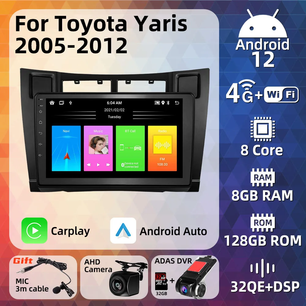 Автомобильный радиоприемник 2 Din Android для Toyota Yaris 2005-2012 мультимедийный видеоплеер