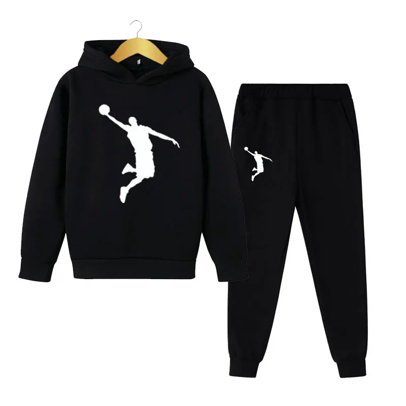

Popular Boys Girls Charm Basketball Hoodie + Pant Set Basketball Print 2 Piece Kids Sportswear 4-14 Years New 2022 Fit
