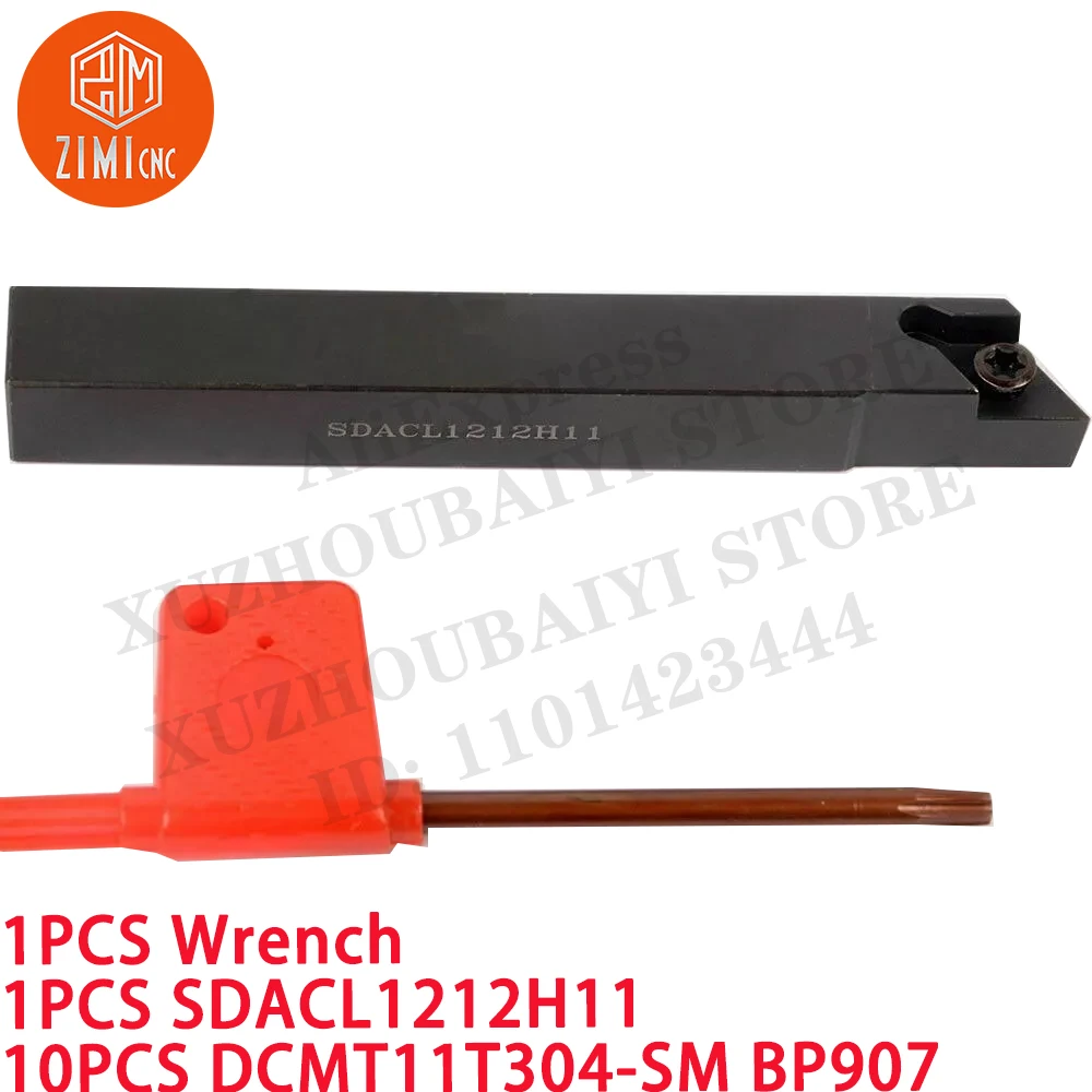 1PC SDACL 1212H11 12 мм ЧПУ Держатель внешнего токарного инструмента + 10PC DCMT11T304-SM