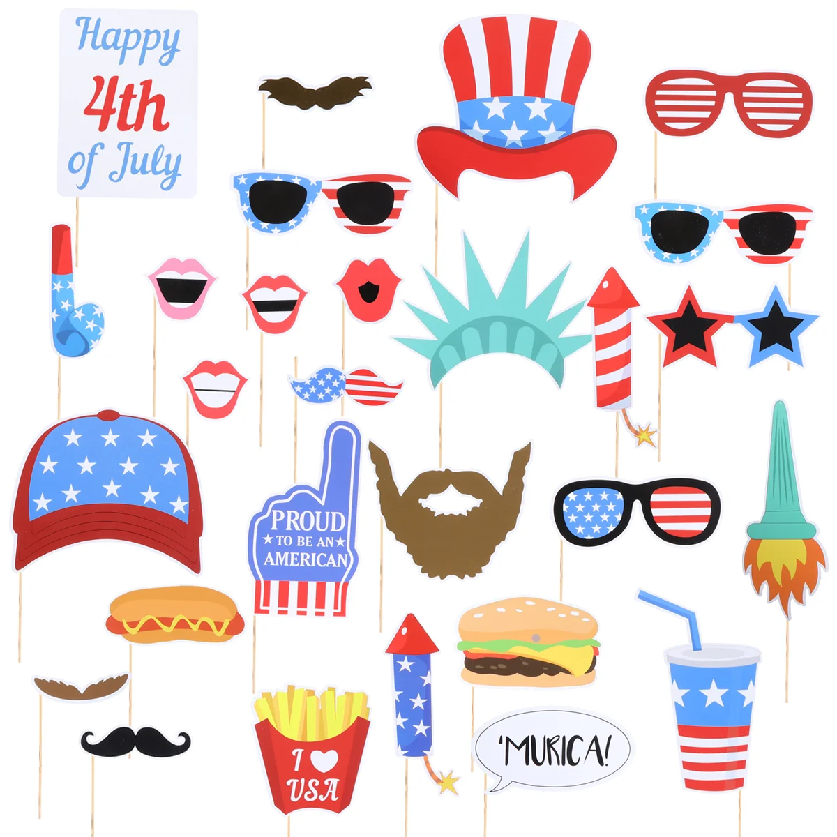 

Photo Props Day Booth Independencejuly Patriotic 4Th Party Decoration Memorial American Fourth Favors Supplies Accessories