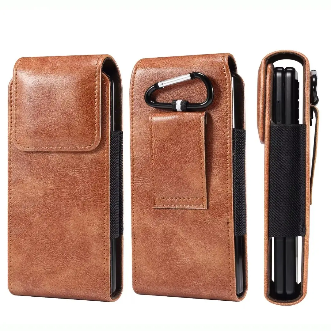 Leather Wallet Case For Samsung Galaxy Z Fold 4 3 2 5 G Card Waist Pack Belt Clip Bag Outdoor Mobile Phone Pouch Shell W22 Cover