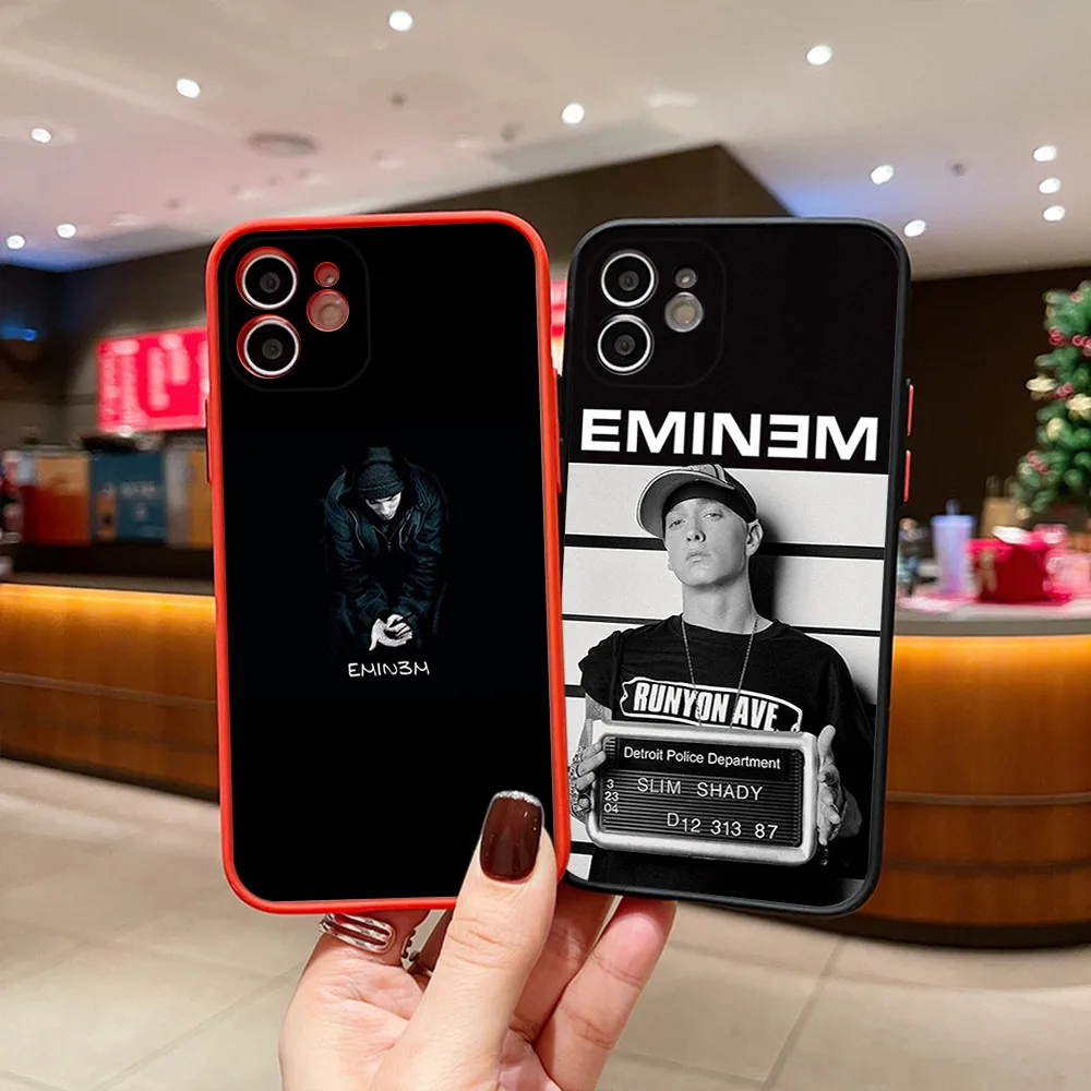 Полупрозрачный чехол для телефона Skin Feel iPhone 16 Pro Max 15 14 13 12 11 7 8 Plus SE Mini XR Eminem RAP GOD Frosted