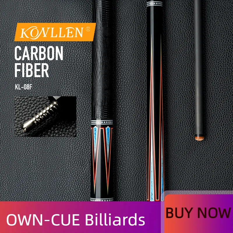 

KONLLEN Carbon Pool Cue Stick 12.6mm Carbon Fiber Shaft 3/8*8 Radial Pin Joint Leather Grip Technology Handmade Billiard Cue Kit