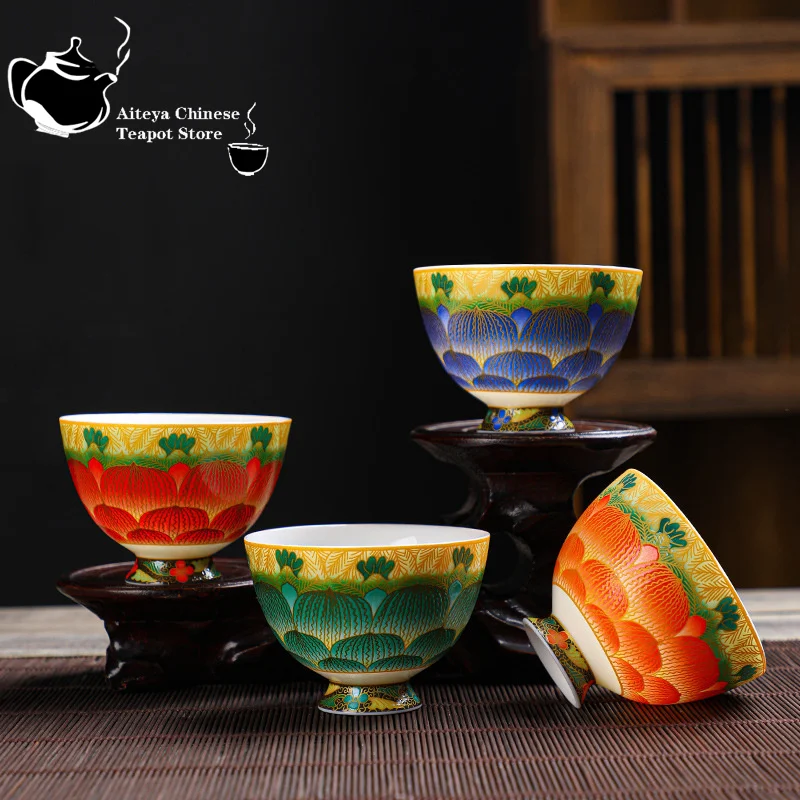 

Enamel colored ceramic tea cup sheepskin jade white porcelain tea cup master cup single cup kung fu tea set building cup