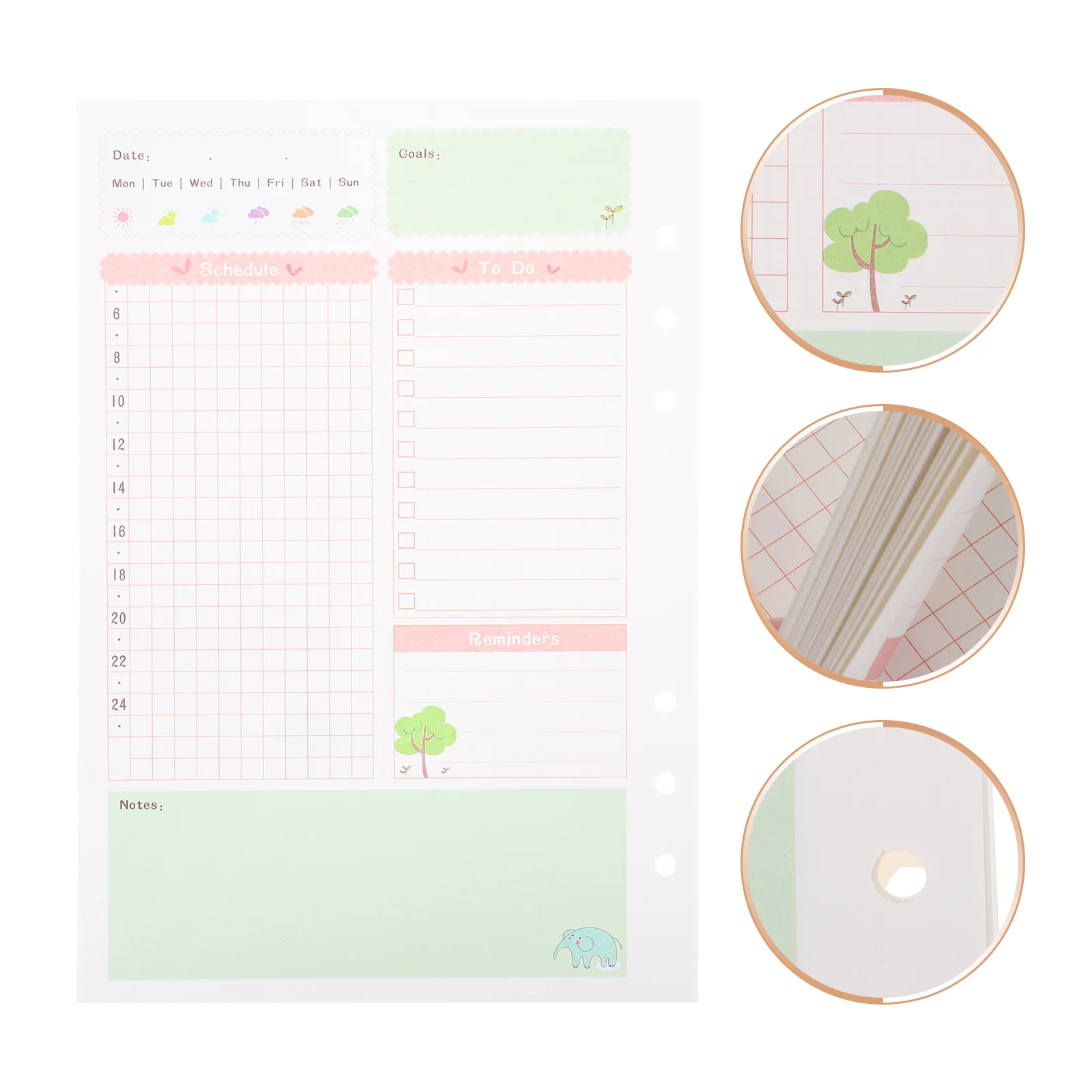 

2 Pcs Notebook Paper Refills Korean Stationary 6 Holes Lined Loose Leaf A5 Filler