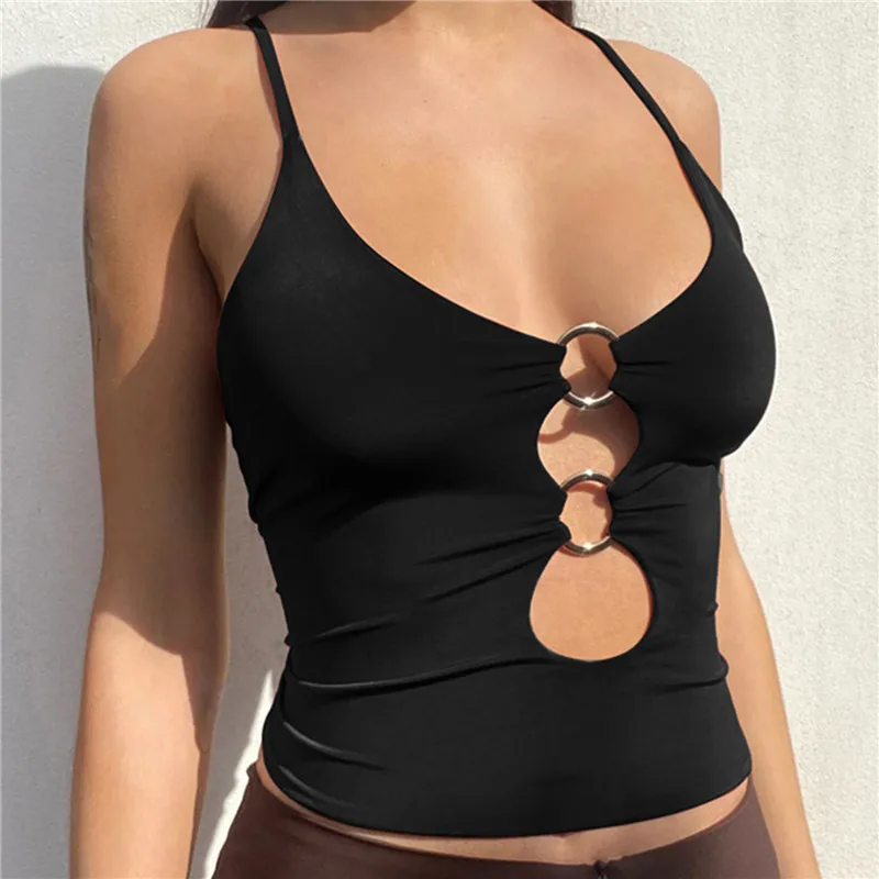 

Женский топ без рукавов, с открытой спиной и вырезами