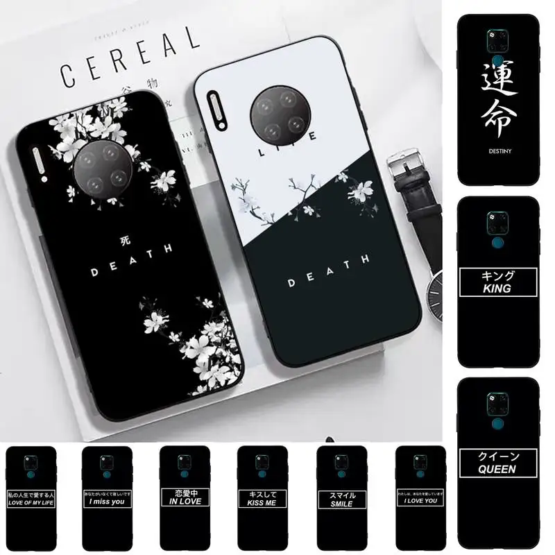 

Japanese Anime Aesthetic Text Letter Phone Case for Huawei Mate 20 10 9 40 30 lite pro X Nova 2 3i 7se
