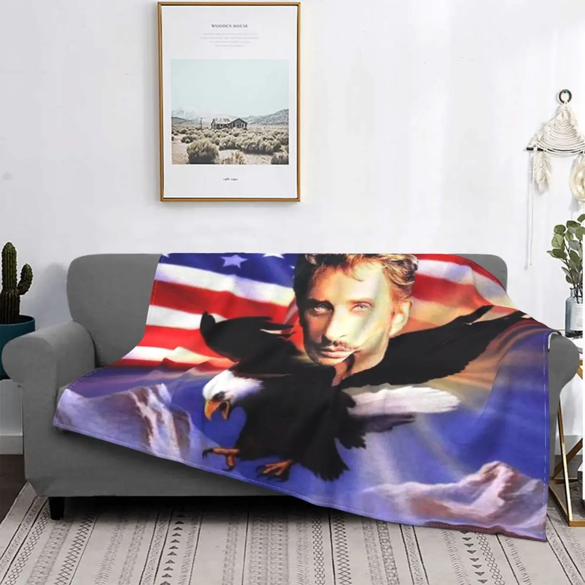 

Johnny Hallyday French Singer Blankets Flannel Textile Decor Music Portable Soft Throw Blankets for Bedding Office Rug Piece