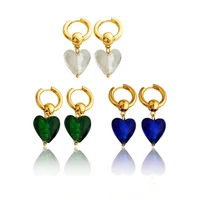 fashion new style temperament retro resin heart earrings simple personality trend design heart glass female accessories