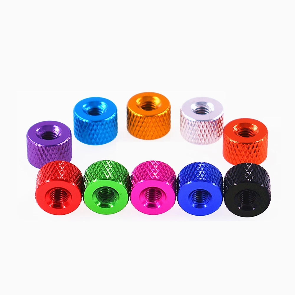 

5 шт. цветные гайки для сквозного отверстия UNC 6 #-32 алюминиевый сплав Круглые накатанные гайки для большого пальца ручные гайки