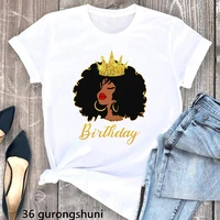 birthday gifts graphic print tshirt women beautiful black girl magic t shirt femme red lips afro diva crown queen t shirt female
