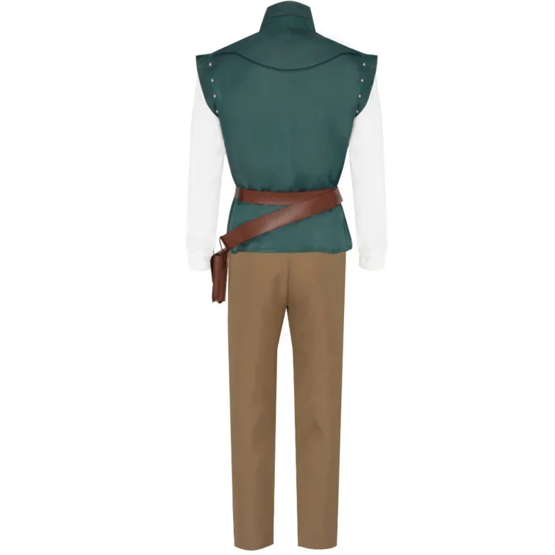 Костюм Flynn Rider жилет рубашка поясная сумка наряд парик косплей аниме вечерние