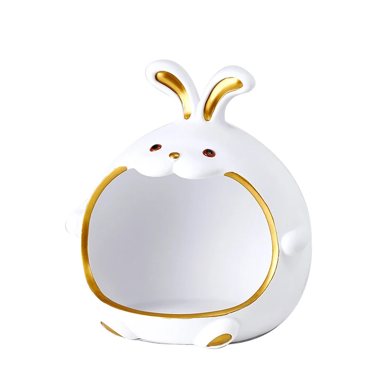 

Creative Resin Big Mouth Rabbit Storage Box Multi-Purpose Living Room Entrance Decoration Candy Storage Box Gift-White