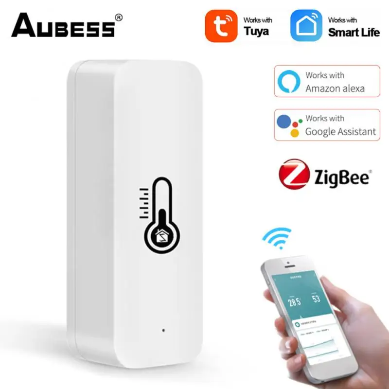 

Aubess Tuya ZigBee Temperature Sensor Smart Home APP Real-time Monitoring Battery Powered For Alexa Google Home Gateway Required