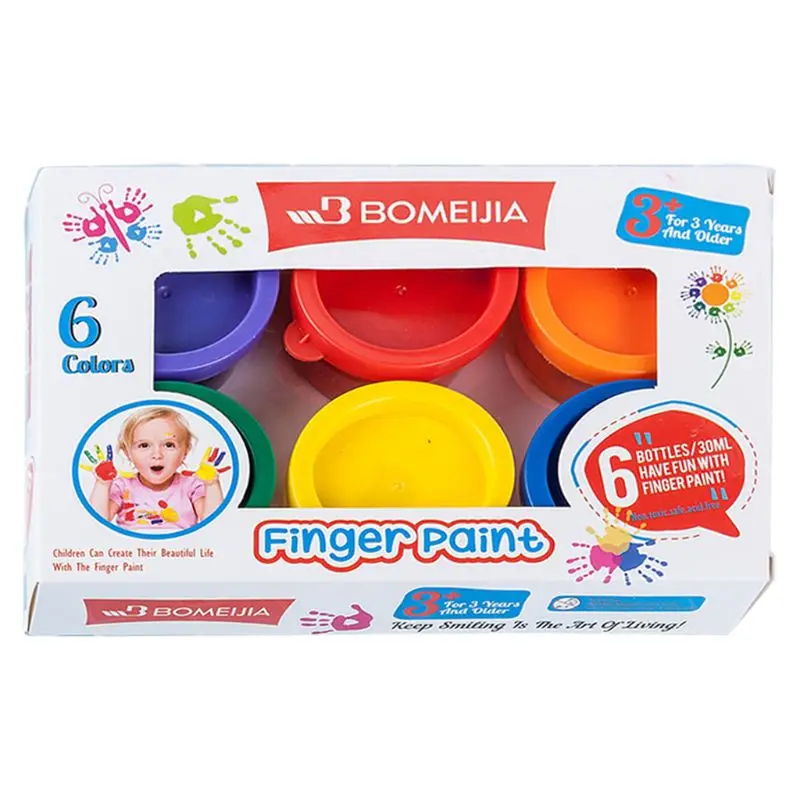 

2022 New 6 Colors Washable Finger Paint for Toddlers Water Based Gouache Paint Set for Preschool Kindergarten Reward Party Gift
