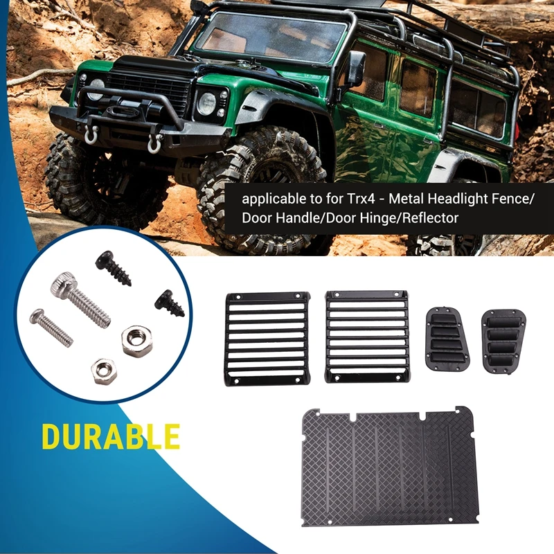 9 декоративных деталей для Trx4-Landrover металлический забор фар/дверная ручка/дверная