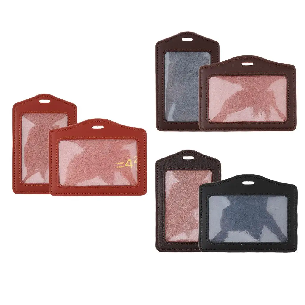 

Waterproof Leather Name Tag ID Badge Horizontal Vertical Lanyard