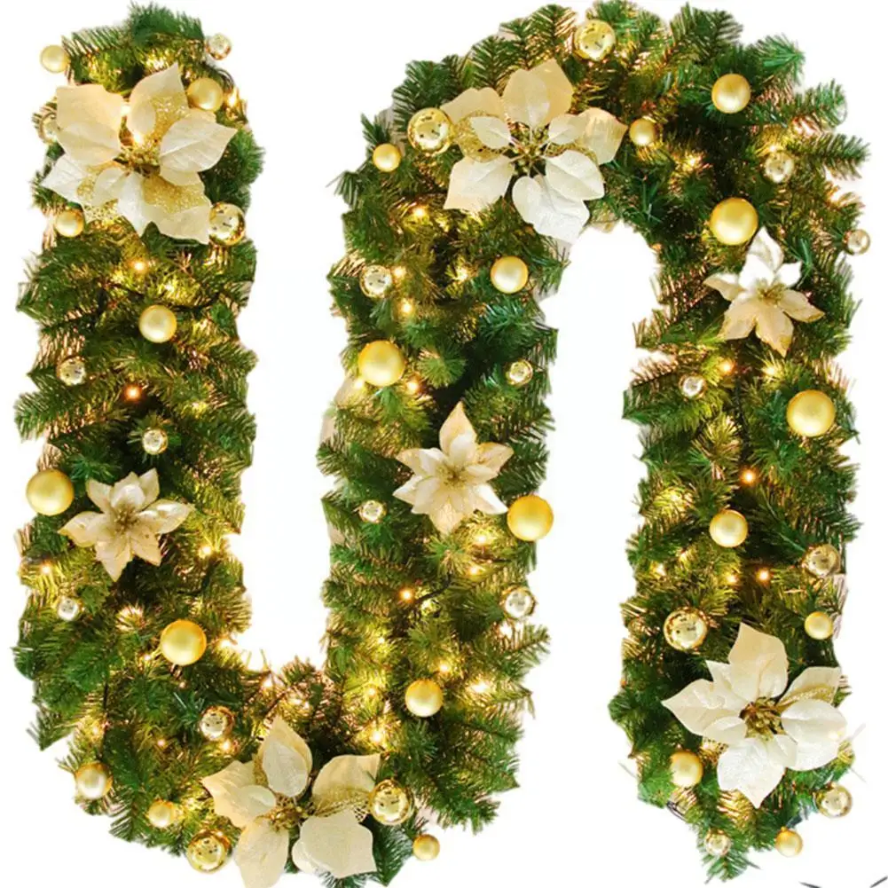 

Christmas Light Garland 2.7m Artificial Xmas Tree Rattan Strip Decor Year New Wedding Stair Corridor Christmas Light